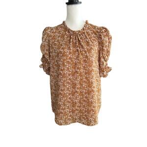 Rachel Zoe Brown Purple Short Sleeve Top Large